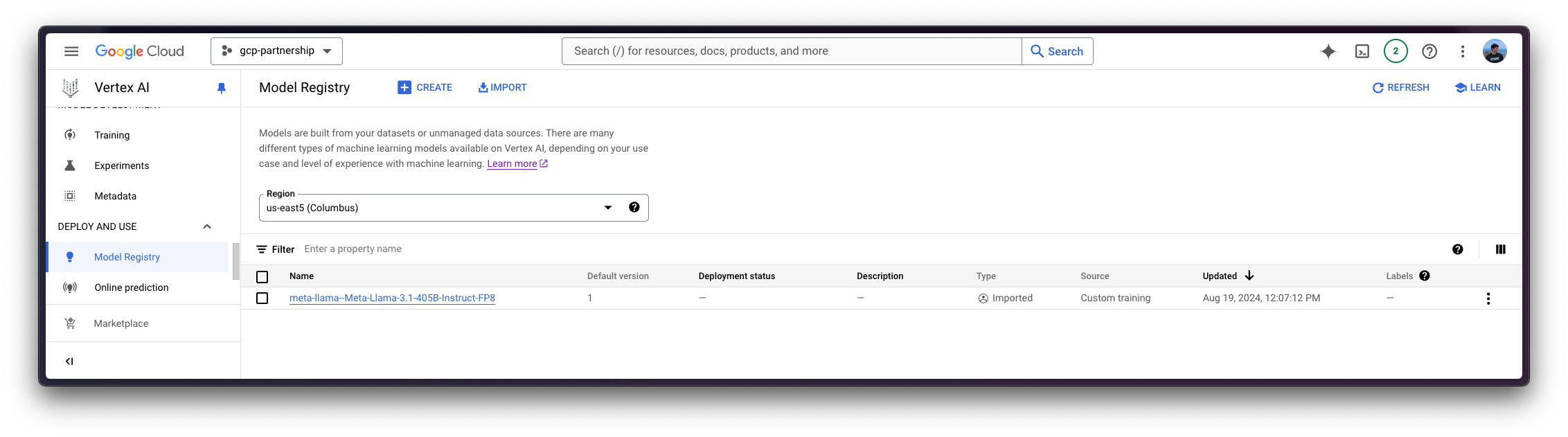 Meta Llama 3.1 405B FP8 registered on Vertex AI