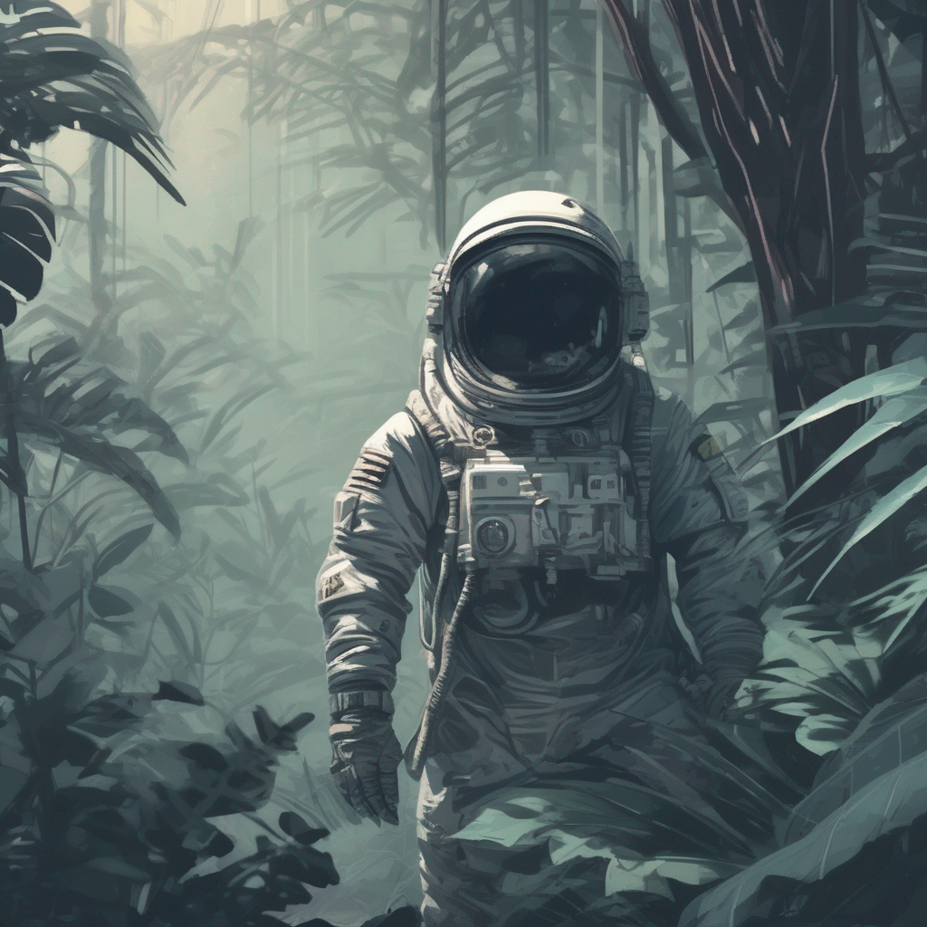 generated image of an astronaut in a jungle, slightly cropped