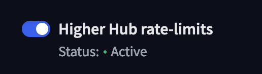 Screenshot of the toggle to enable High rate-limits.
