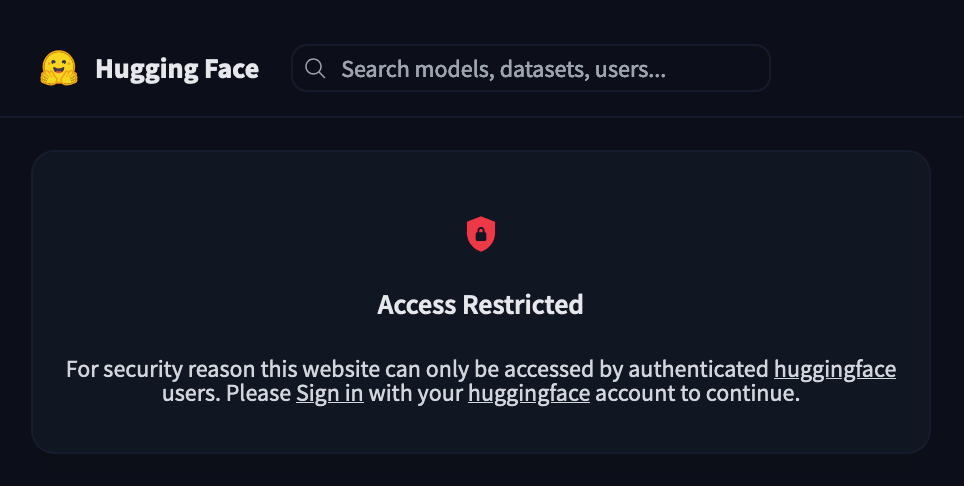 Screenshot of restricted pages on the Hub.