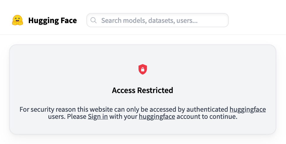 Screenshot of restricted pages on the Hub.