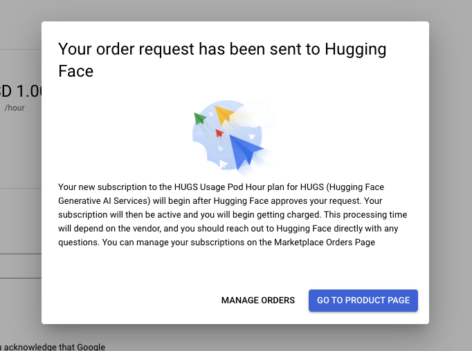 HUGS Confirmation on Google Cloud Marketplace