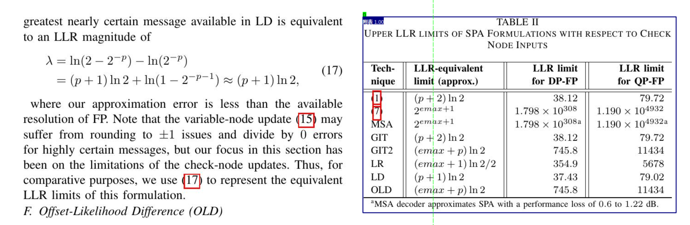 Table Environment Annotation Example