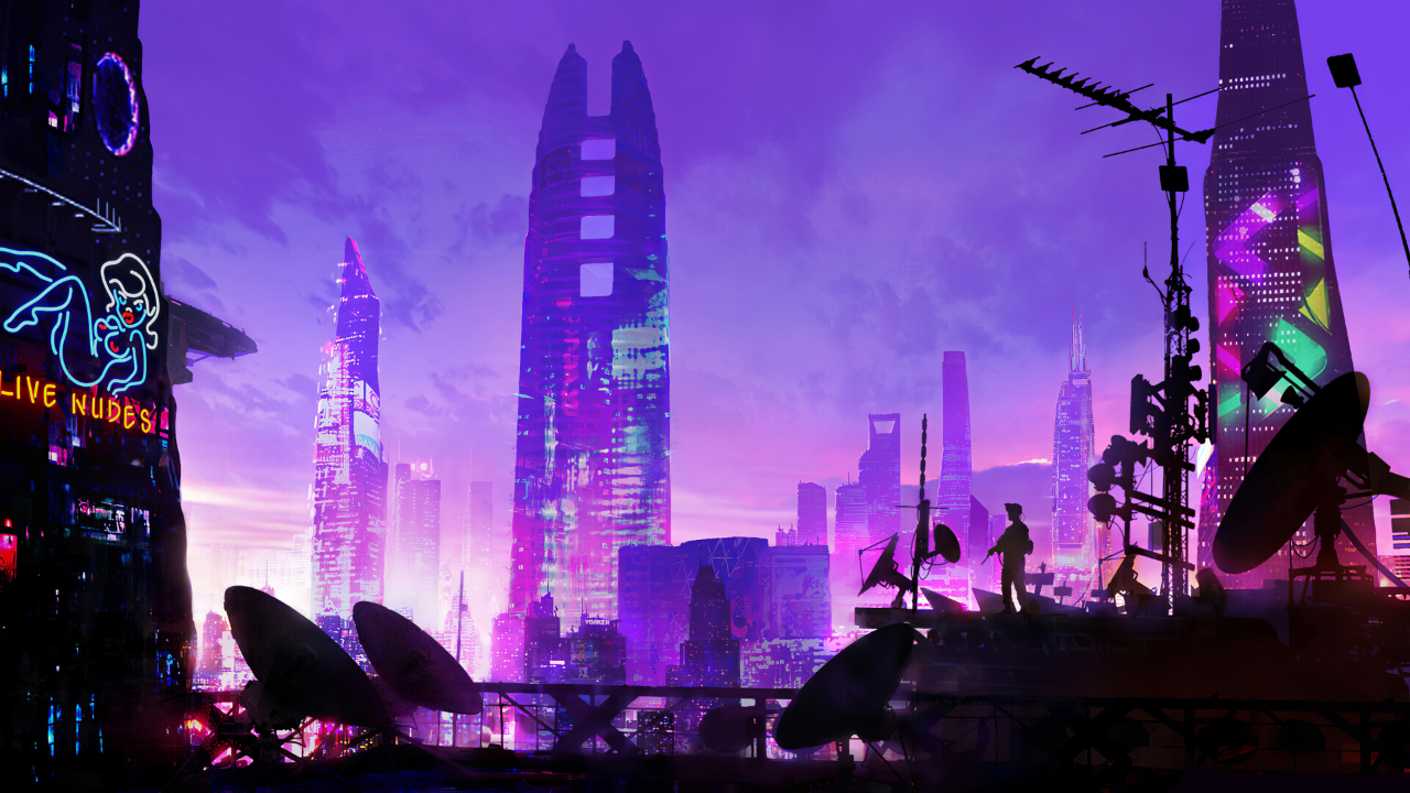 Cyberpunk City Minimalist Digital Art .jpg