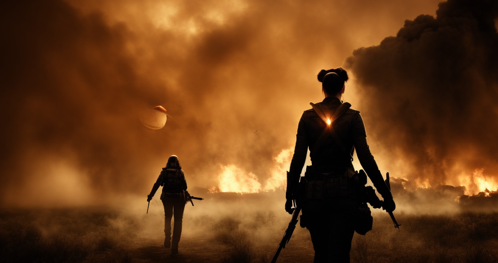 00067-3257977275-Create a powerful and emotive portrait of a woman as she leads a group of human rebels in the fight against the alien invasion.png